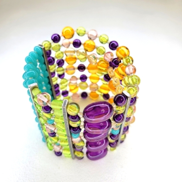 Rainbow Gemstone 10-Layer Bangles (Elastic) - Picture 3 of 8